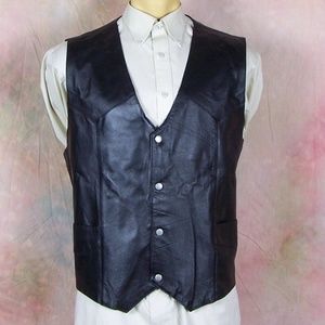 Leather Works Men 3XL Black Leather Vest NEW